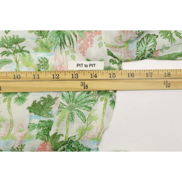 Vineyard Vines Girls Smocked Waist Dress Green Pink Palms Viscose Sz XL(16) NWT - Picture 5 of 9